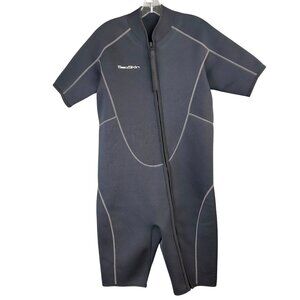 SeaSkin Shorty Wetsuit Adults Large Black Full Body Diving Suit Front Zip